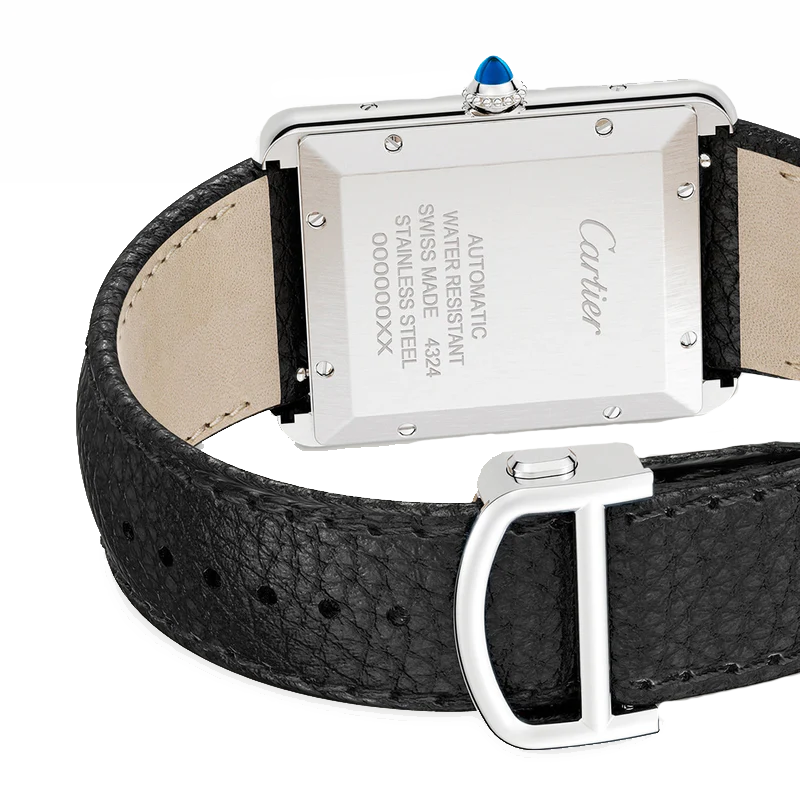 Black leather Cartier Tank Men