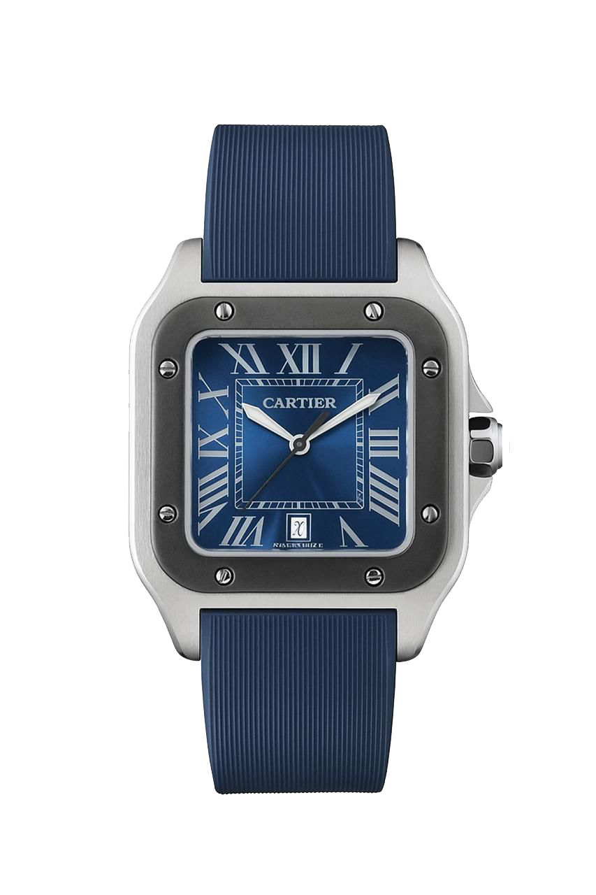CARTIER Santos Blue Rubber Band Men