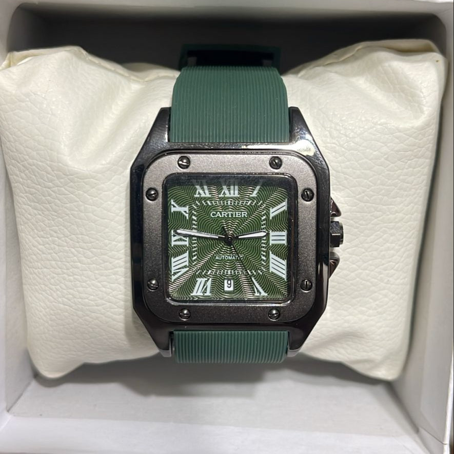 CARTIER Santos Green Rubber Band Men