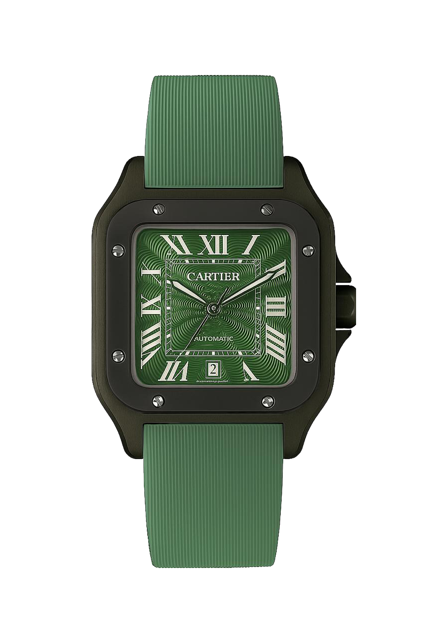 CARTIER Santos Green Rubber Band Men