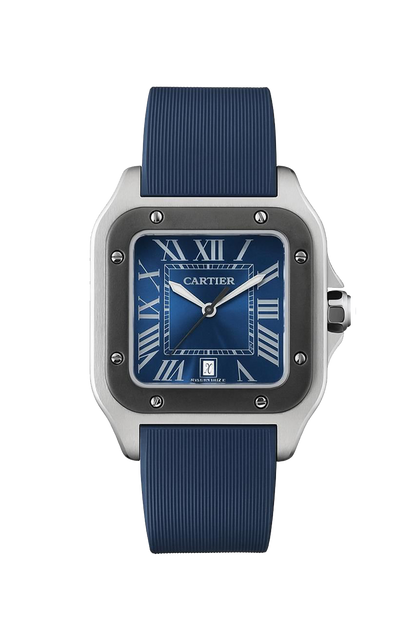 CARTIER Santos Blue Rubber Band Men