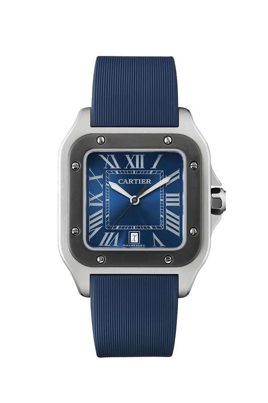 CARTIER Santos Blue Rubber Band Men