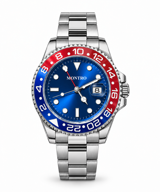 montro blue x red watch men