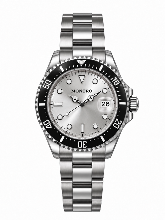 montro silver watch men