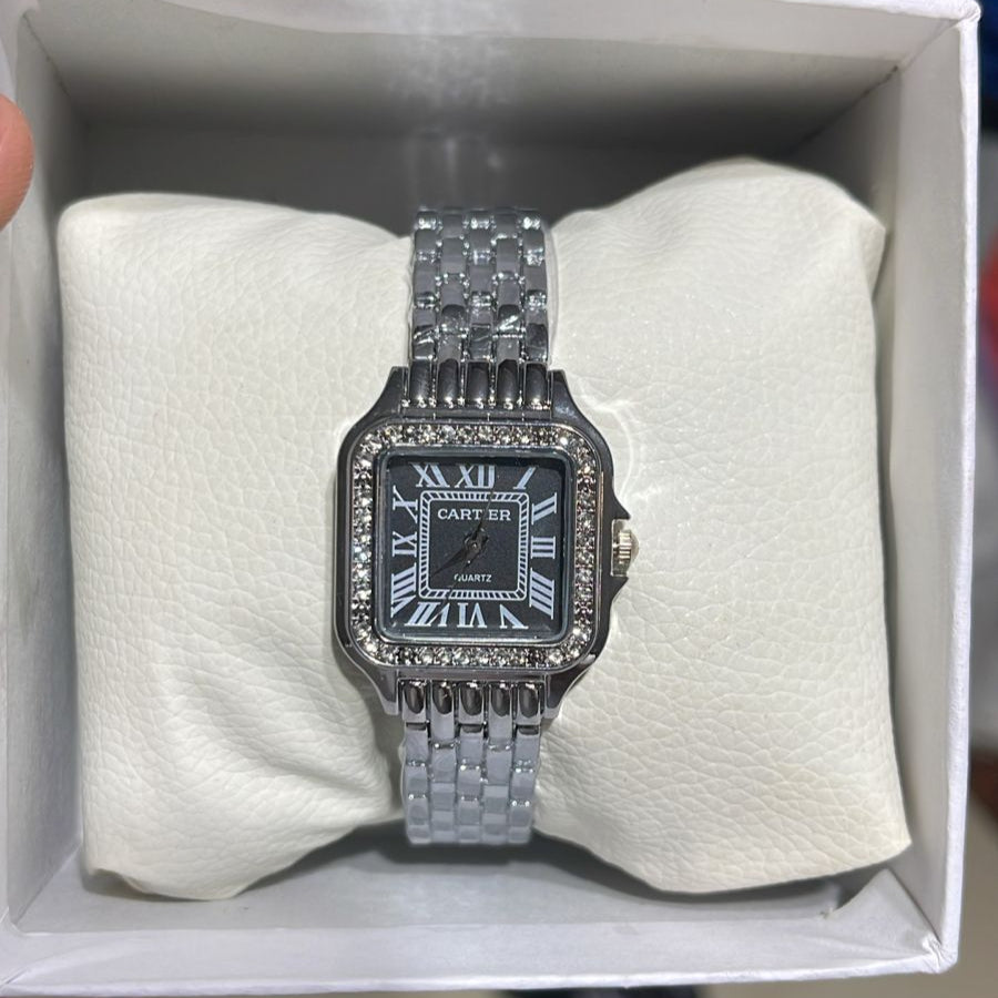 Cartier Santos Women Silver/Black Dial